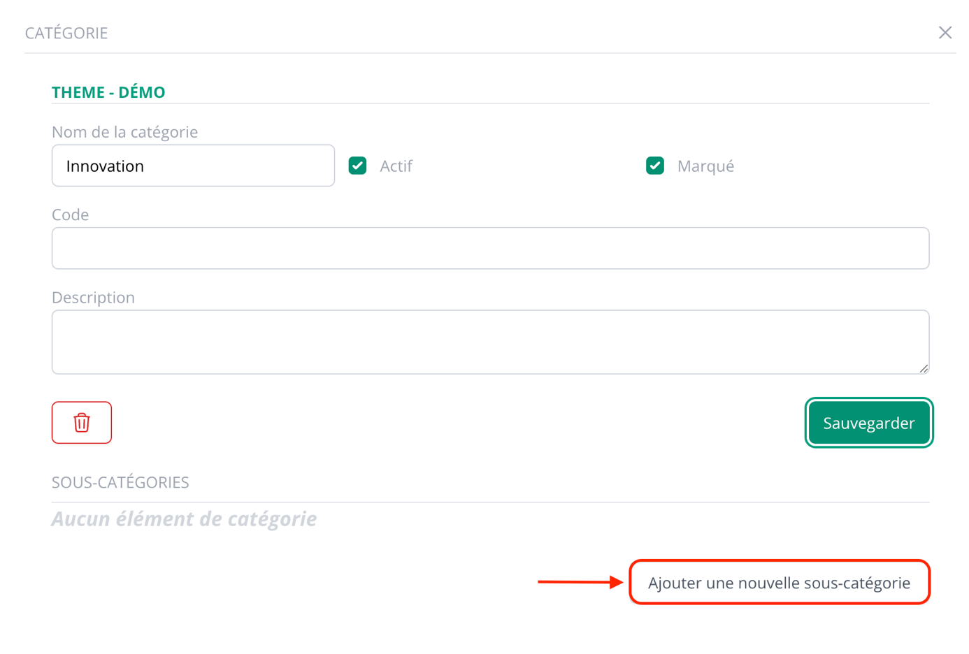 Ajouter une sous-catégorie