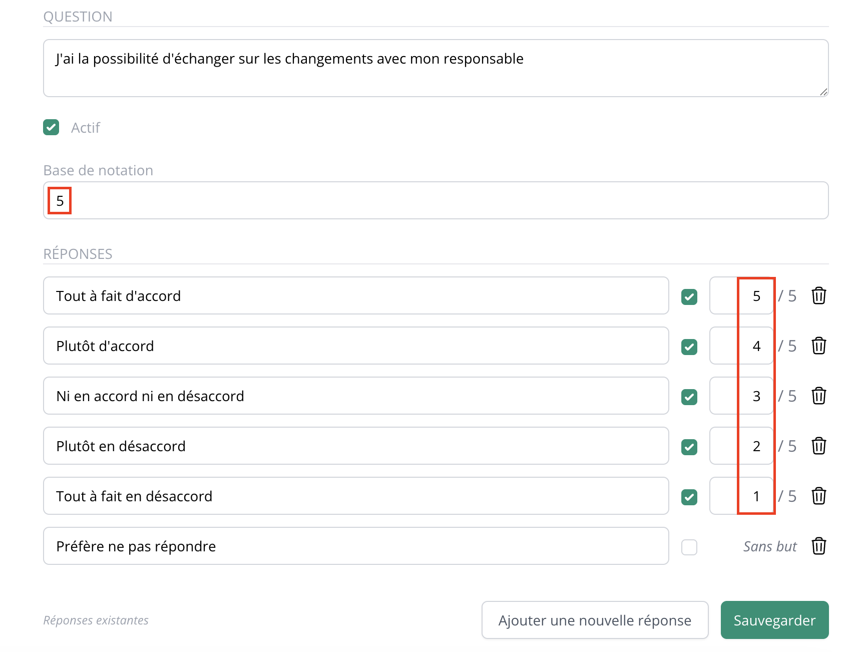 Pondération échelle