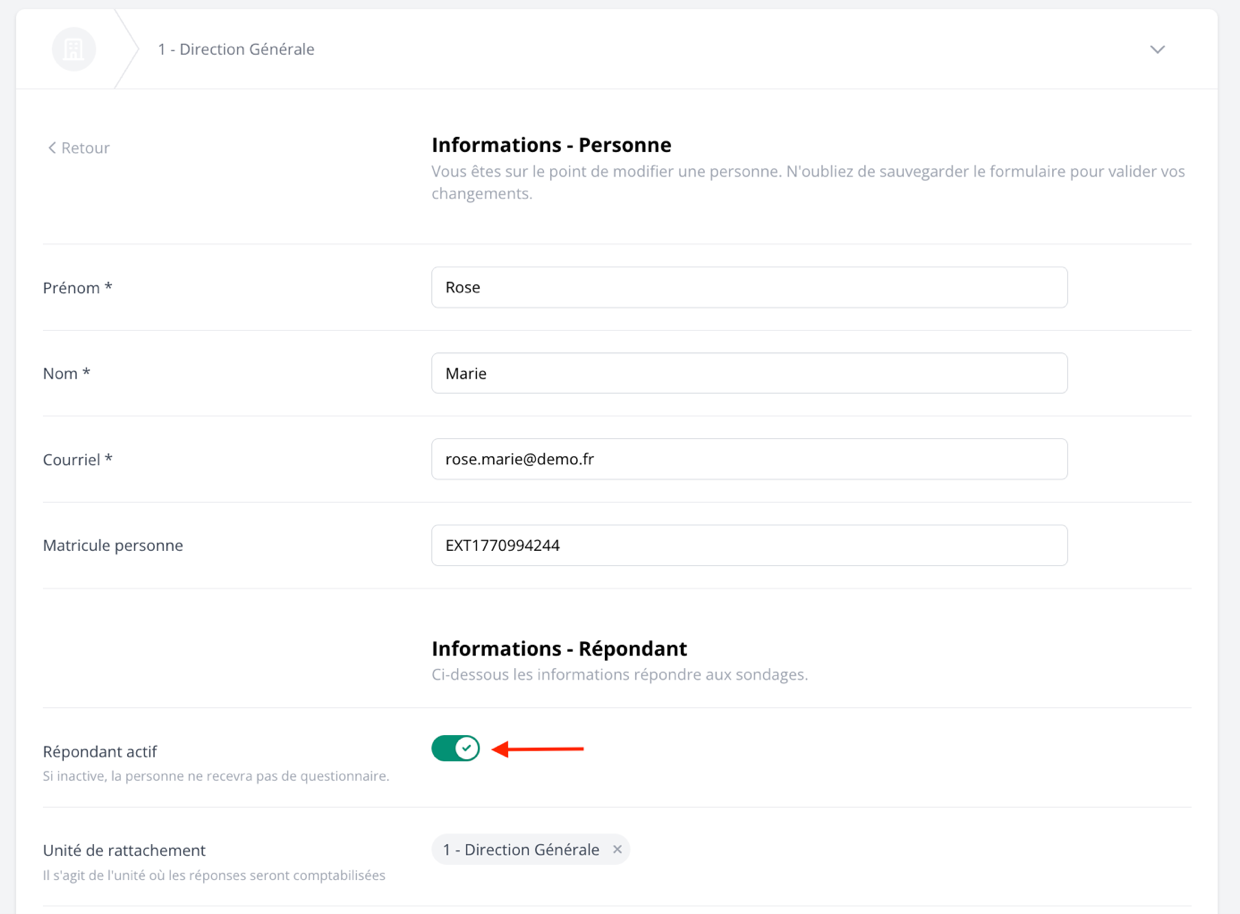 Vérification répondant actif