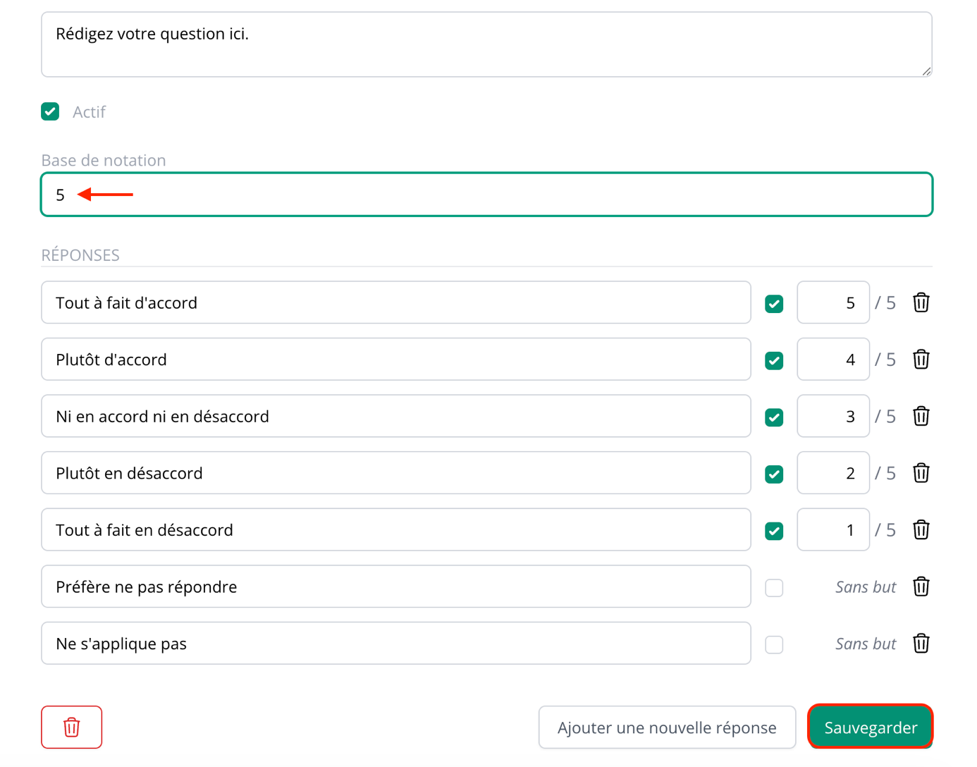 Vérifier la base de notation et la pondération
