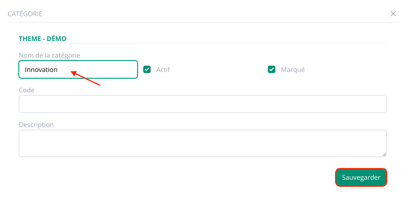 Informations catégorie